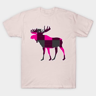 Pink Plaid Moose T-Shirt